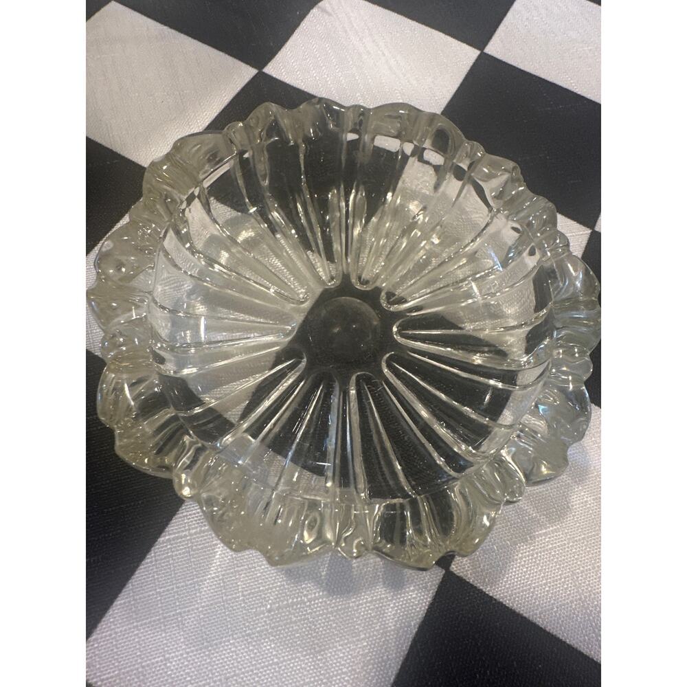 Vintage Glass ashtray coin tray trinket tray clear glass small